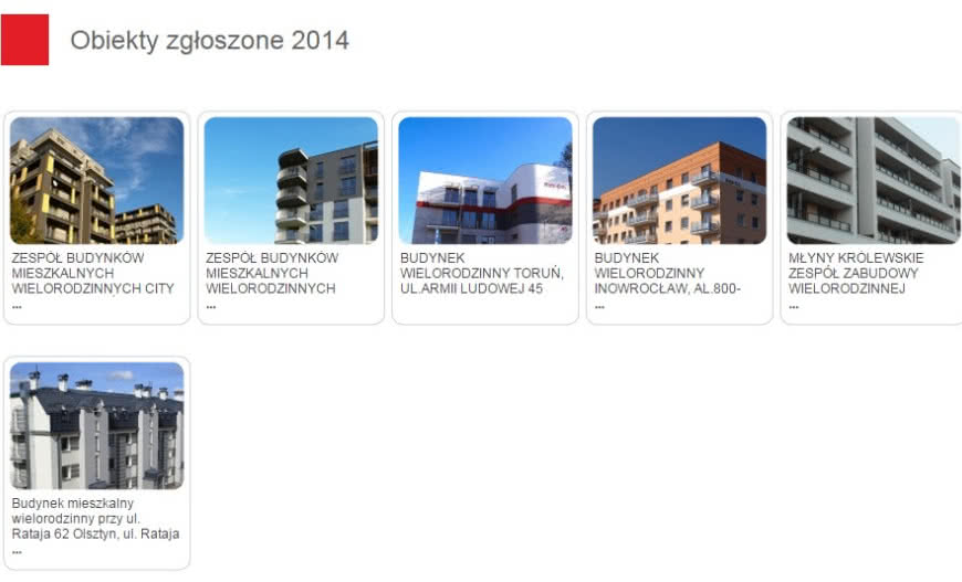 Baumit Fasada Roku 2014 - pierwsze zgłoszone obiekty