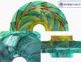 Trajektorie cząstek cieczy w wielostopniowej pompie wirowej typu WH (Ansys CFD)